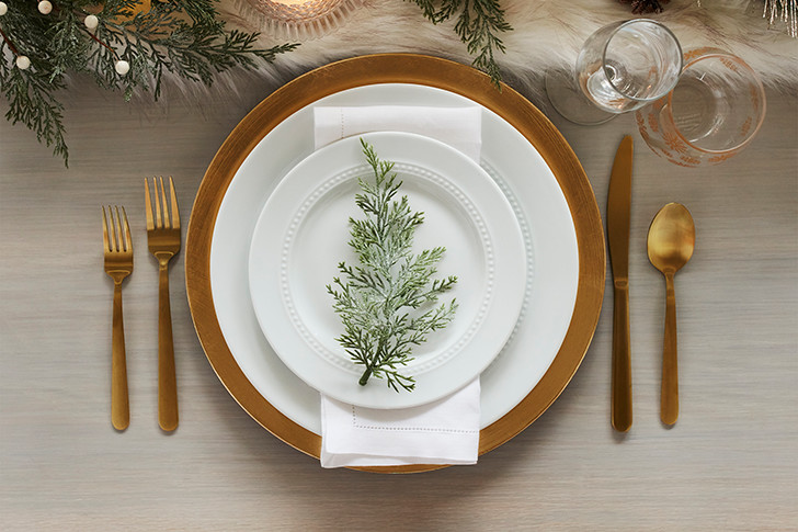 Greenery- Brass Gold Dinnerware