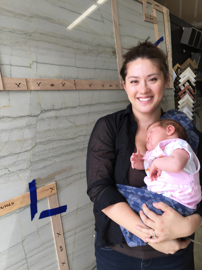 Templating the Granite with Maria and her new Baby