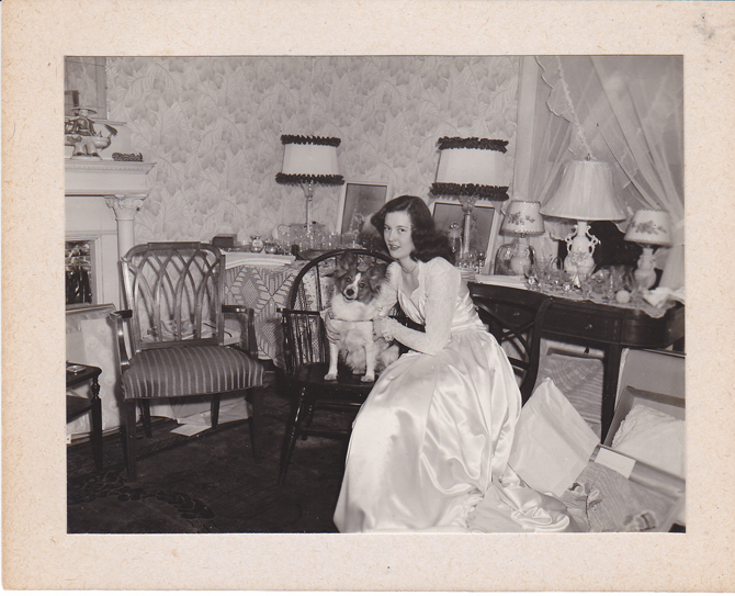 Mother in her Wedding Dress with Gifts